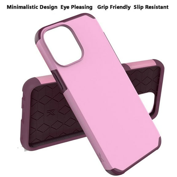 Case for Apple iPhone 13 Pro (6.1") Slim Protection Shock Absorption Hybrid Dual Layer PC   TPU Armor Defender Phone Cover for iPhone 13 Pro by Xpm - Pink