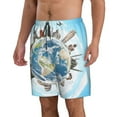 thumbnail image 2 of Pofeuu World Travel Prin Men's Swim Trunks Quick Dry Bathing Suit Swimming Board Shorts Mesh Lining Beach Swimwear-3X-Large, 2 of 6