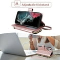 thumbnail image 3 of Furiet Argyle Wallet Case for Samsung Galaxy S26 Ultra 5G with Wrist/Shoulder Strap, Card Slots Zipper Purse Luxury PU Leather Stand Phone Cover for S26Ultra 26S S 26 26Ultra 2026 Women Rose Gold, 3 of 8