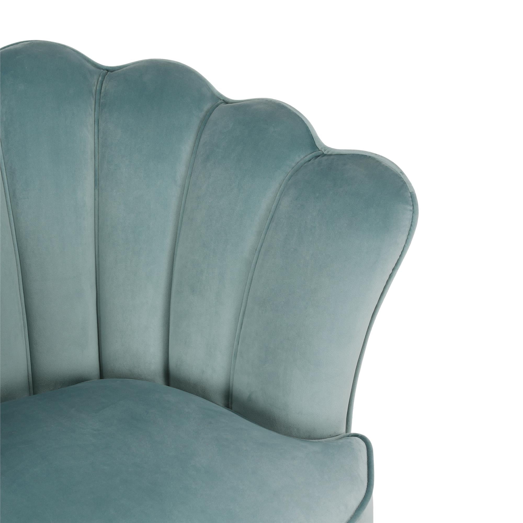 Novogratz Presley Modern Glam Seashell Accent Chair Teal Velvet Walmart