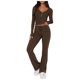 thumbnail image 1 of Conjunto de 2 piezas de manga larga para mujer: top con cuello en V y pantalones anchos, poliéster y spandex, tallas S-XL, 1 of 5