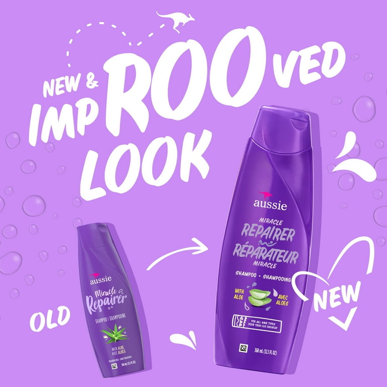 2 pack) Aussie Miracle Repairer Shampoo with Aloe for All Hair