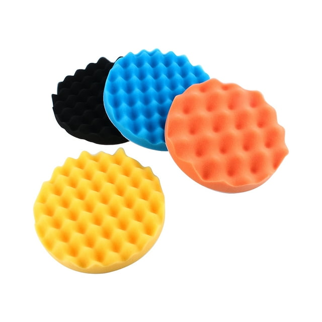 Juego de 4 esponjas de espuma para pulir coches de 7 pulgadas y cera pulidora.