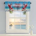 thumbnail image 2 of Kitchen Valances for Window, Merry Christmas Red Santa Claus Light Filtering Rod Pocket Valance Curtain, Beach Blue Ocean Style Short Curtains Window Topper for Bedroom Bathroom Living Room 54x18in, 2 of 9