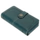 thumbnail image 3 of Cartera de cuero con bloqueo RFID Cartera de mujer de gran capacidad con doble botón a presión y correa de muñeca extraíble Azul pavo real, 3 of 5