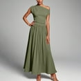 thumbnail image 2 of Vestido largo informal liso con hombros descubiertos y bolsillos, poliéster spandex, corte holgado, tallas S-XL, 2 of 4