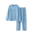 thumbnail image 6 of LEKWK Pajama Sets for Women 2 Piece Textured Fleece Cozy Fuzzy Long Sleeve Crewneck Top and Pants Fall Winter Warm Home Lounge Sleepwear, 6 of 6
