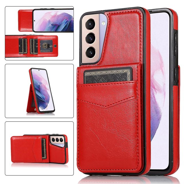 Funda de piel sintética estilo empresarial para Samsung S21 con tarjetero, función billetera, función atril y protección contra caídas.