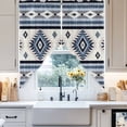 thumbnail image 2 of Swag Curtain Valances Blue Boho Aztec Swag Valances for Kitchen Windows Southwest Tribal Geometric Short Topper Curtains Valance Tier Pair for Kitchen Bedroom Living Room Bathroom 28"x36", 2 of 8