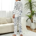 thumbnail image 2 of Santorini Black & White Greece Women's Long Sleeve Flannel Pajama Set Sleepwear L, 2 of 5