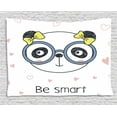 thumbnail image 1 of Geek Tapestry, Hand-Drawn Doodle Panda Girl Wearing Glasses on White Background with Heart Shapes, Wall Hanging for Bedroom Living Room Dorm Decor, 60W X 40L Inches, Multicolor, by Ambesonne, 1 of 2