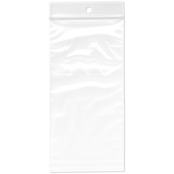 Plymor 3" x 6" (Pack of 200), 2 Mil with Hang-Hole Zipper Reclosable Plastic Bags