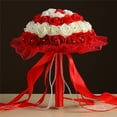 thumbnail image 2 of Wedding Bride Bouquet - Artificial Flowers Bouquet, Artificial Roses, Bridal Flowers for Wedding, Bride Bridesmaid Hand Flowers, Lace Pearl Ribbon, Perfect for Church, Party and Home Decor, 2 of 2