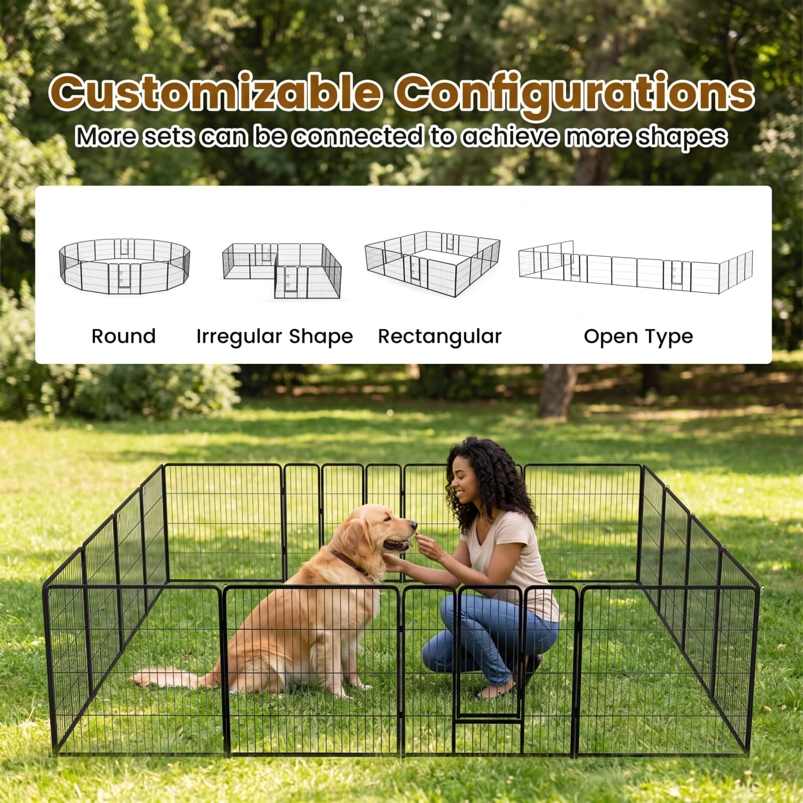 Vebreda 16 Panel 24 Inches Height Dog Playpen with Lock and Large Door, puppy playpen, foldable pet fence, indoor outdoor dog pen