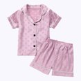 thumbnail image 2 of Tranfacy Boys and Girls 12M-8Y Summer Print Imitation Silk Short Sleeve Shorts Home Sleepwear Casual Matching Outfit, 2 of 5