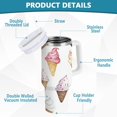thumbnail image 2 of Yayeee 40oz Stainless Steel Tumbler with Straw and Handle Double-Wall Insulated Travel Water Bottle, Ice Cream Pattern, 2 of 8