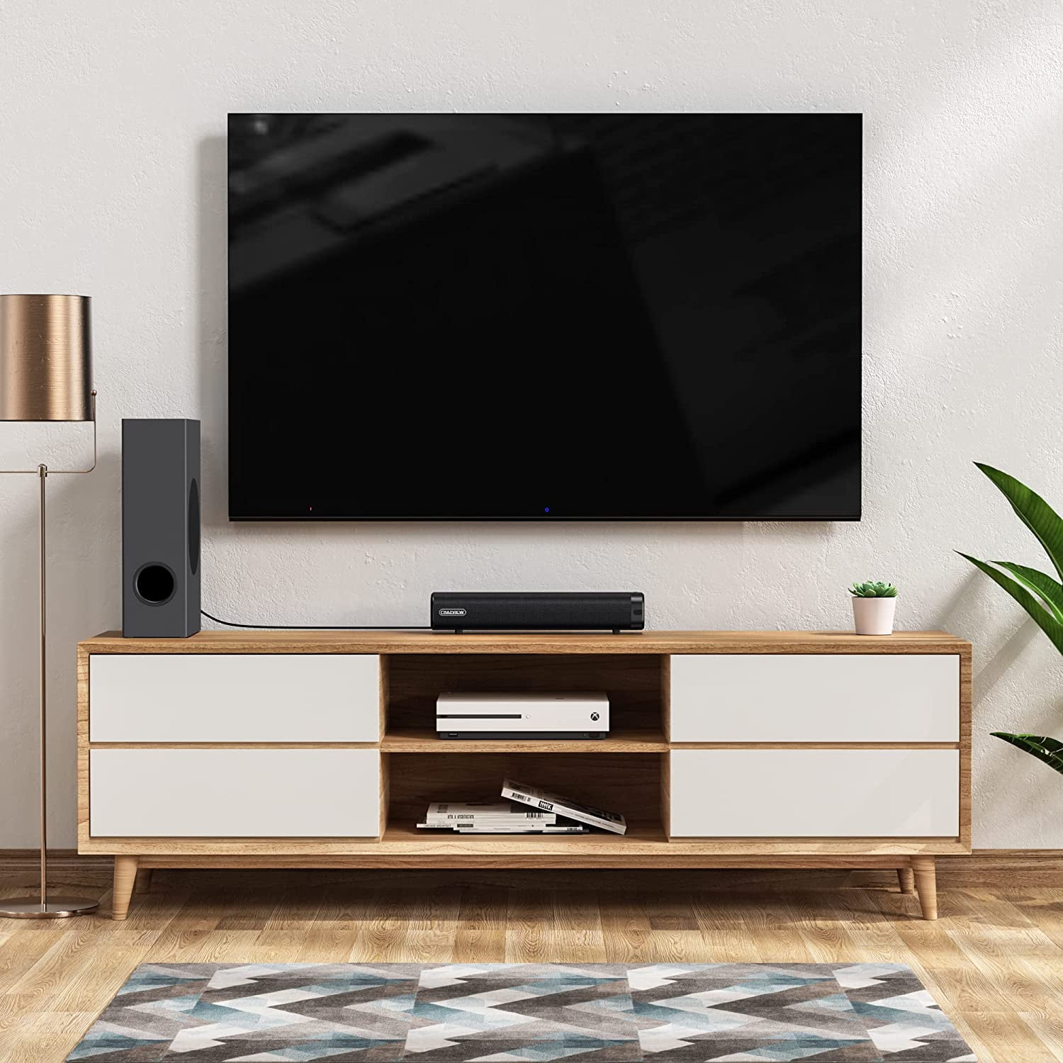 TOPVISION Sound Bars for TV, Upgrade 60W Sound Bar with Subwoofer, 16 inch Speakers for Computer and Laptop, Wired & Wireless Bluetooth 5.0, Opt/Aux/Bluetooth Connection