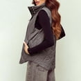 thumbnail image 5 of VISALY Women's Button Down Zip Up Jacket Vest Cropped Puffer Vest Women Lightweight Quilted Stand Collar Sleeveless Jackets Fall Winter Coat Grey M, 5 of 6