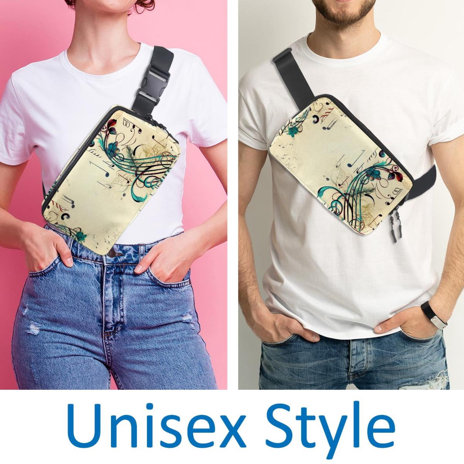 Notes Lightweight Adjustable Fanny Pack with Extension Strap - Unisex Crossbody Bag Fanny Bag