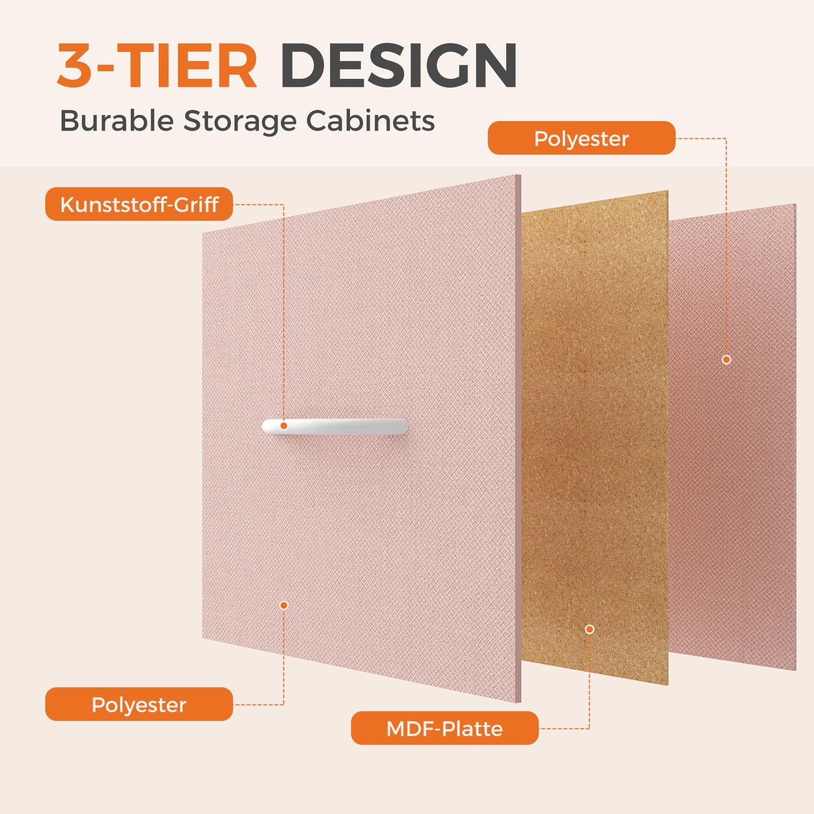 Telyra 8-Drawer Fabric Dresser Tall Storage Tower with Wood Top and Steel Frame Bedroom Closet Organizer, Pink