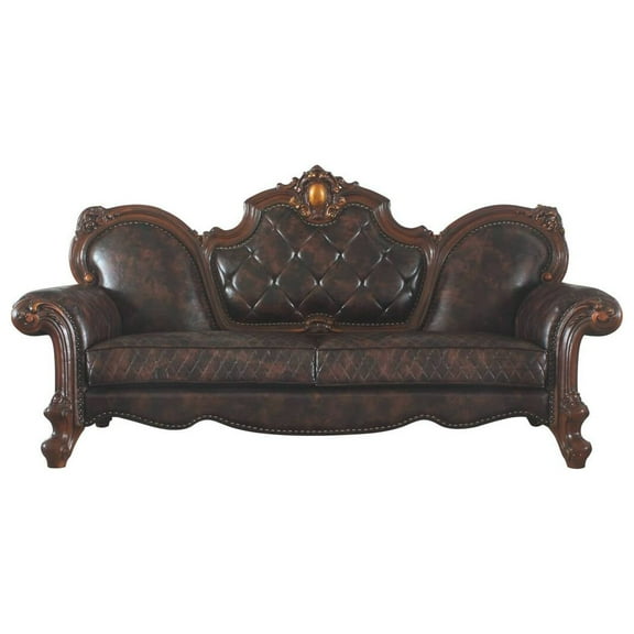 Sofa w/3 Pillows, Vintage Cherry Oak & PU