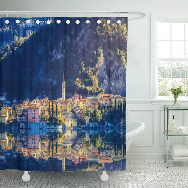 ABPHQTO Vista aérea en Sunries of The Village Lake Como Cortina de ducha de poliéster 152x180 cm ABPHQTO PKNMT60x72Shower-2226