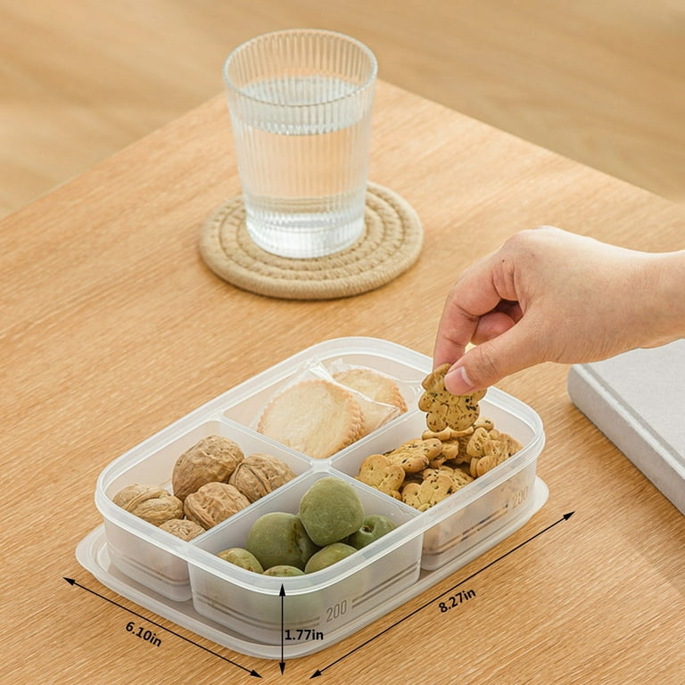 Dtydtpe Food Container Bento Snack Boxes Reusable 4 Compartment Food Containers for School Work and Travel Bento Box, White