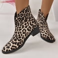 thumbnail image 4 of NECHOLOGY Botas Mujer Zapatos Botines de mujer Otoño puntiagudos Color bloqueado leopardo estampado V moda botas de mujer de tamaño tacón cremallera trasera estampado botas (Brown, 8.5), 4 of 7