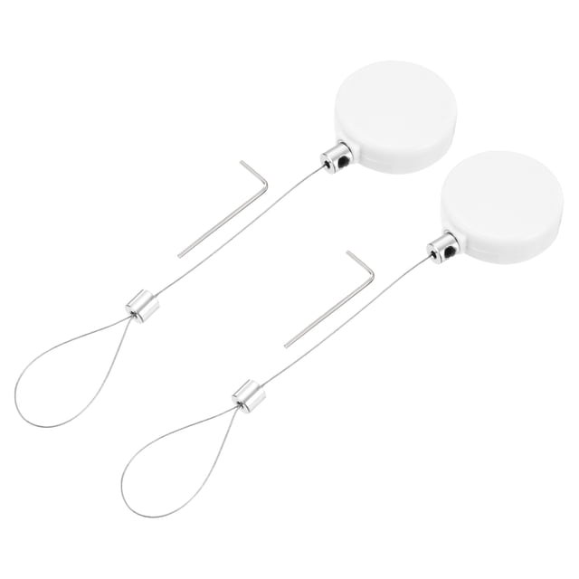 Uxcell 1.8 ft Retractable Cable Lock with Latch Remote Control Security Lock with Adjustable Cord Tether Anti Theft, White, 2 Pack
