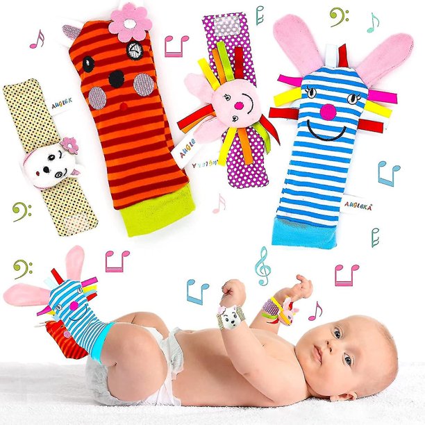 Sonajeros para bebé, calcetines, sonajeros de muñeca, buscadores de pies, 4 Uds., juguetes de sonajero para bebés, niños recién nacidos