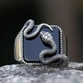 thumbnail image 3 of ZMY Home Stainless Steel Black Gemstone Ring - Serpent Carving Design Snake Band Jewelry (11), 3 of 6
