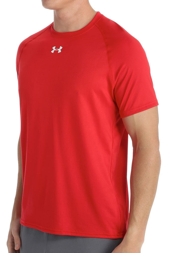 New Under Armour Men's HeatGear Locker T-Shirt Short Sleeve Tee Red/White Large 