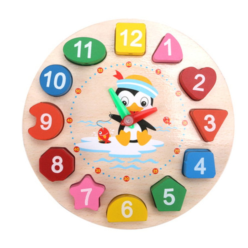 HEMU FASHION Wooden Digital Clock Children'S Alarm Clock Puzzle Early