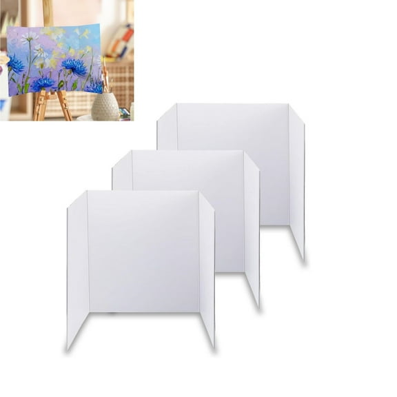Corrugated Project Boards,QZS Portable Trifold Poster Board,Durable White Corrugated Project Tool for Artwork Showcase,Science Fairs,3Pcs