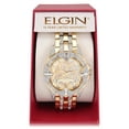 thumbnail image 5 of Elgin Adult Men's Gold Blinged Out Round Case Watch with Matching Bracelet and Faux Skeleton Dial. (FG180032), 5 of 5