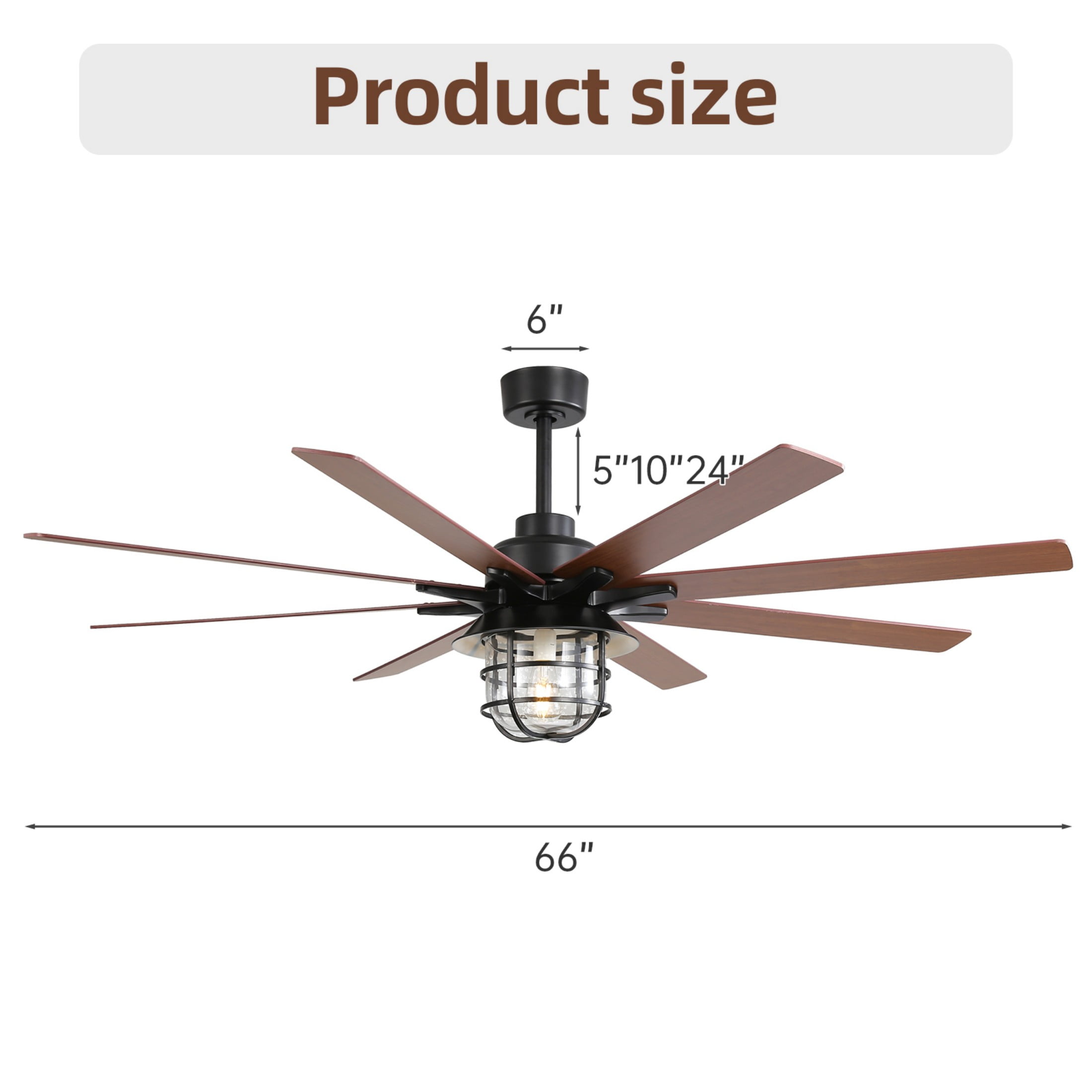 Sofucor 60 Inch Farmhouse Ceiling Fan with Light and Remote Control, 8 Blade Modern Low Profile Fan with 3 Downrod for Outdoor Indoor Patio Bedroom Living Room, Max Airflow 7000CFM, Bulb Replaceable
