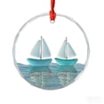 thumbnail image 2 of romoty Sea Glass Style Sailing Pendant, Forever Sailing Side By Side Round Acrylic Ornament, 3.14" Diameter Nautical Decor for Car Rearview Mirror, Anniversary & Valentine's Day Gift, 2 of 6