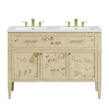 Modway Elysian 48" Double Sink Wood Bathroom Vanity in Burl Brown