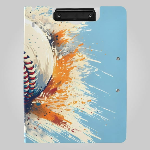 Baseball Flies in Lightning Speed Foldable Binder Folder Clipboard with Pen Slot Double Clips A4 Size File Storage