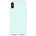 thumbnail image 1 of DistinctInk Clear Shockproof Hybrid Case for iPhone XS Max (6.5" Screen) - TPU Bumper, Acrylic Back, Tempered Glass Screen Protector - Teal & Pink Rose Pattern, 1 of 5