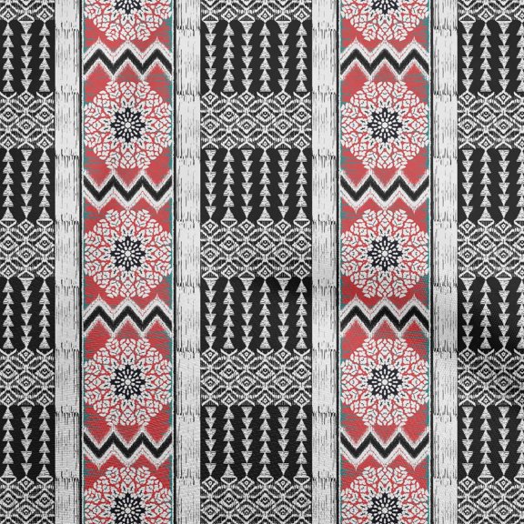 oneOoneRayonRedFabricAsianIkatSewingFabricByTheYardPrintedDiyClothingSewingSupplies56InchWide