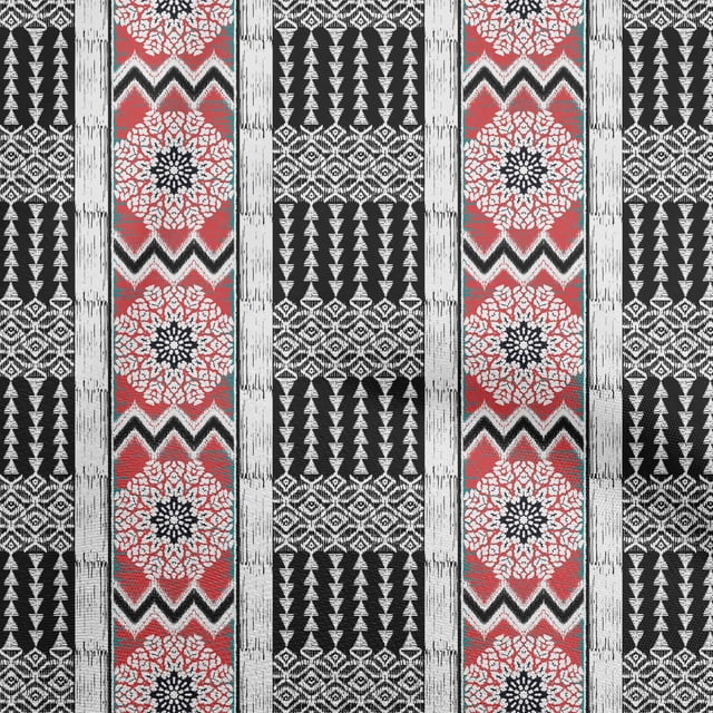 oneOone Viscose Jersey Red Fabric Asian Ikat Craft Projects Decor Fabric Printed by The Yard 60 Inch Wide