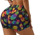 thumbnail image 2 of Wukai Colorful Pineapples1 Print Pack Biker Shorts for Women Yoga Workout Gym Running Scrunch Active Shorts-, 2 of 8
