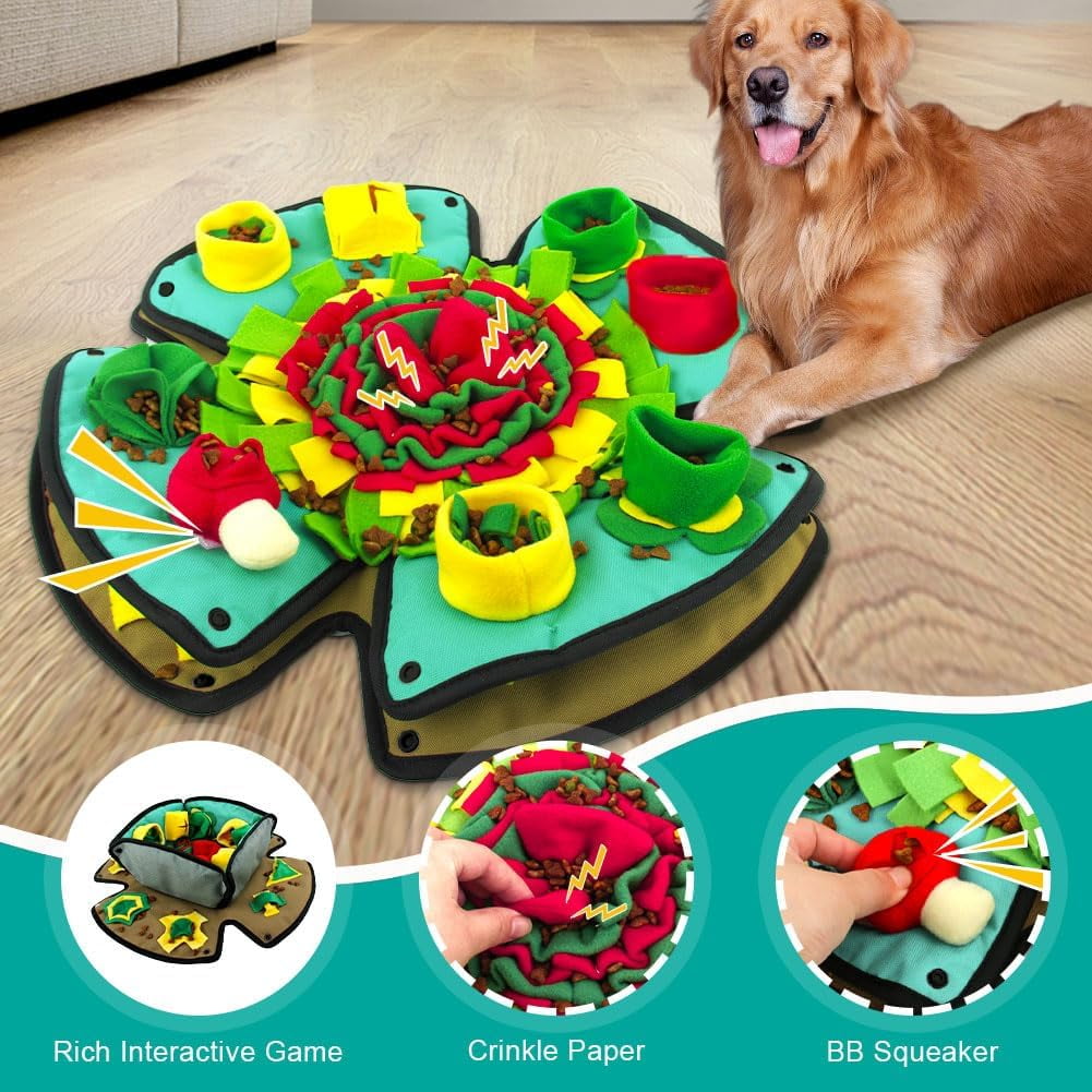Snuffle Mat for Dogs,19" x 19" Interactive Dog Puzzle Toys Encourages Natural Foraging Skills,Durable Dog Feeding Mat for Boredom and Mental Stimulation for Large, Medium and Small Dogs