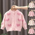 thumbnail image 4 of Odeerbi Kids Girls Knit Cardigan Sweater Fall Winter Thermal Sweater 1-8 Years Patchwork Heart-shaped Loose Button Up Long Sleeve Sweater Cardigan Kids Clothes Pink, 4 of 4