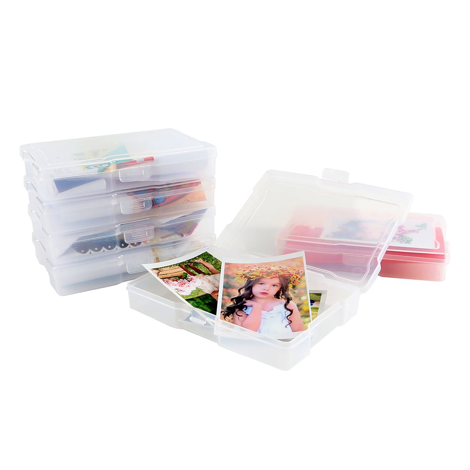 Novelinks Transparent Photo Storage Box 5" x 7" Photo & Crafts Organiser Photo Keeper Picture Storage Containers Box Including 12 Cases,Clear
