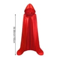thumbnail image 2 of Jiibva Adult Red Satin Hooded Cloak Halloween Cosplay Cape Vampire Devil Costume 150cm, 2 of 7