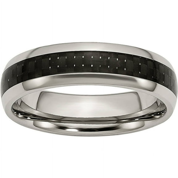 Titanium Polished w/Black Carbon Fiber Inlay 6mm Band