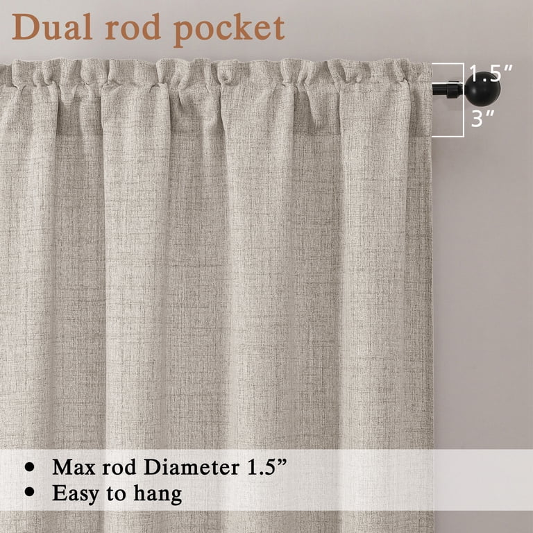 OVZME Judy Faux Linen Cafe Curtains, 30x36, Set of 2 photo 5