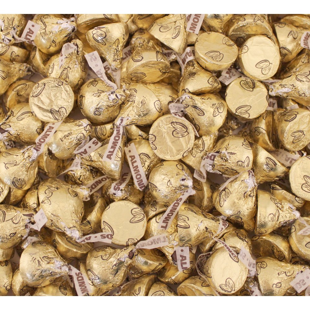 Hershey's Almond Kisses Gold Foils Wrap, Milk Chocolate Candy , Bulk 2